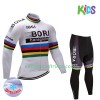 Radbekleidung Radtrikot Langarm + Lang Radhose 2017 Bora-Hansgrohe Kinder Winter Thermal Fleece N002